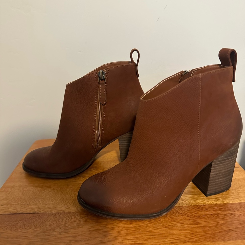 BP Brown Ankle Booties with Chunky Heels